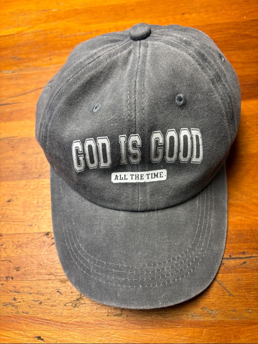 God Is Good Embroidered Baseball Cap - Charcoal